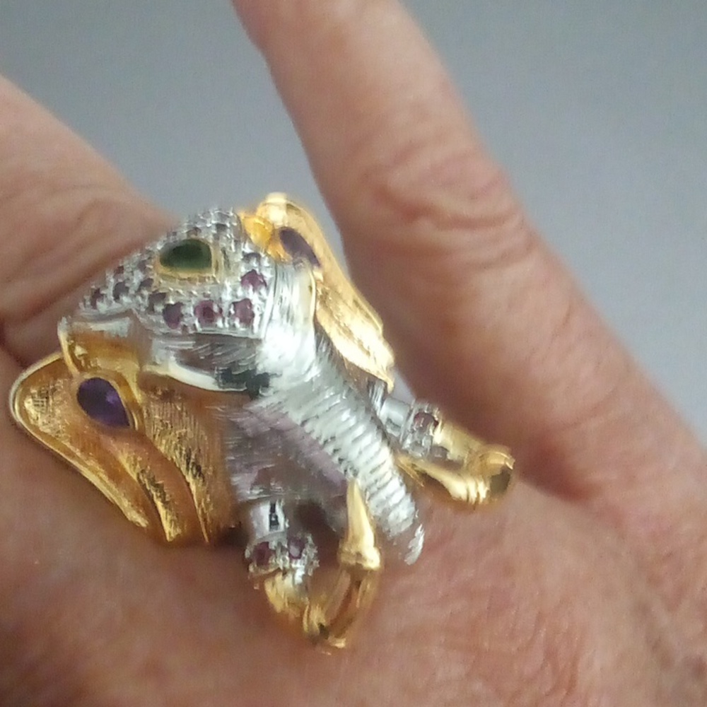 Huge Gorgeous Fine Silver And Ruby Elephant Cockt… - image 6